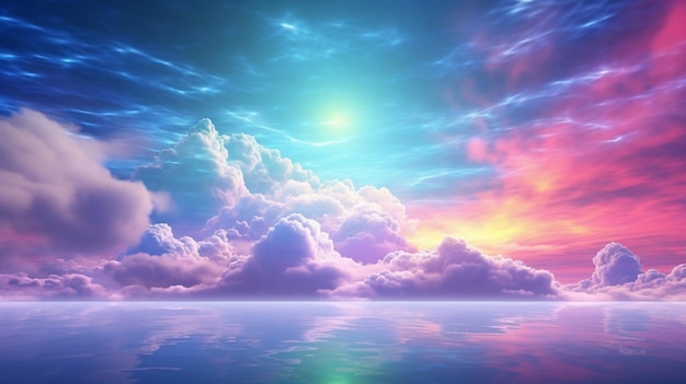 abstract fantasy background of colorful sky with neon clouds