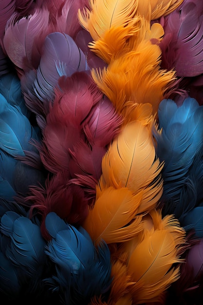 Abstract feather pattern texture cool color AI generative