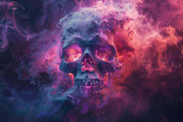 Abstract Fiery Skull in Smoke