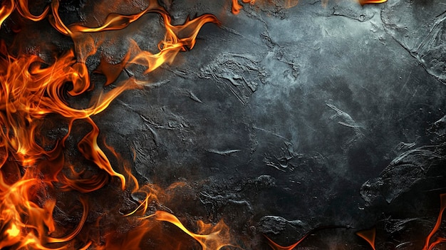 Photo abstract fiery texture with dark silver waves and flourish patterns