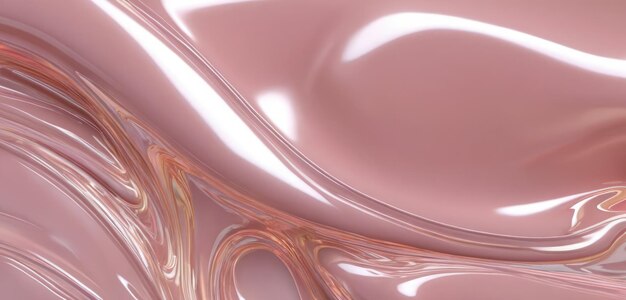 Abstract figure of chrome soft waves with light pink highlights