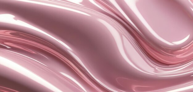 Abstract figure of chrome soft waves with light pink highlights