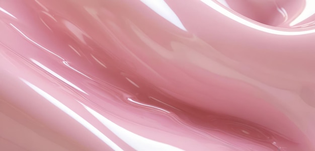 Abstract figure of chrome soft waves with light pink highlights