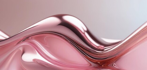 Abstract figure of chrome swirling streams with pink highlights