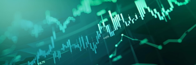 Abstract financial data visualization with green line charts and graphs on a dark background great