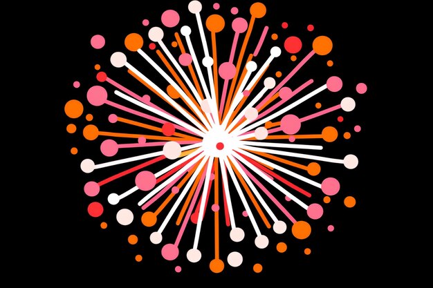 Photo abstract firework design in pink orange and white