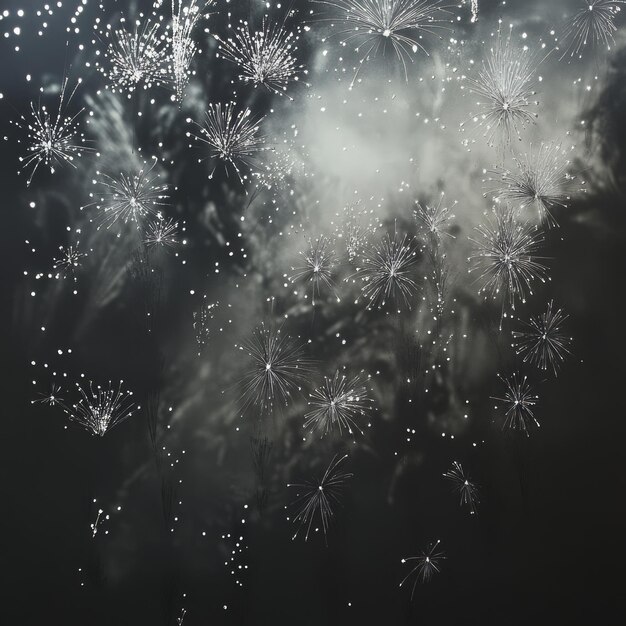 Photo abstract fireworks display with white light trails against a dark sky