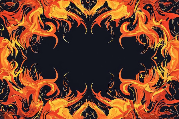 Photo abstract flame design a fiery frame dances on a dark canvas radiating warmth and energy the abstract forms evoke a sense of movement and intensity