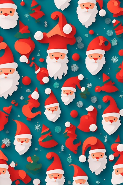 abstract flat organic pattern of santa claus organic patterns