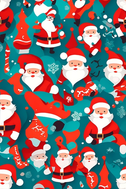 abstract flat organic pattern of santa claus organic patterns