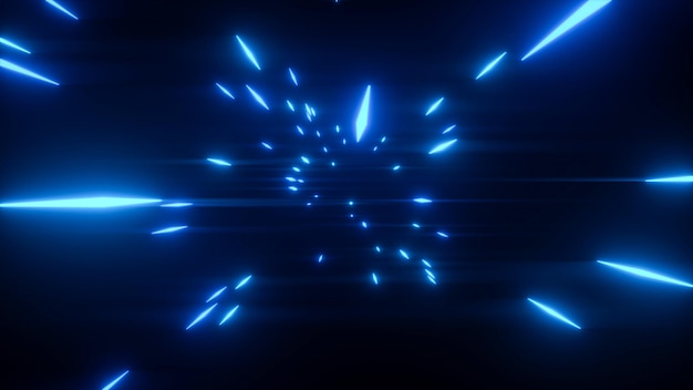 Abstract flight in retro neon hyperspace in a tunnel - 3D illustration