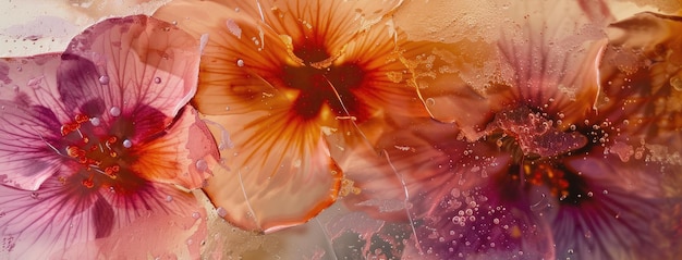 Photo abstract floral art with vibrant watercolor blooms