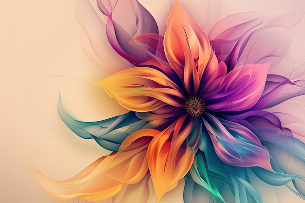 Photo abstract floral artwork with vibrant hues and intricate details