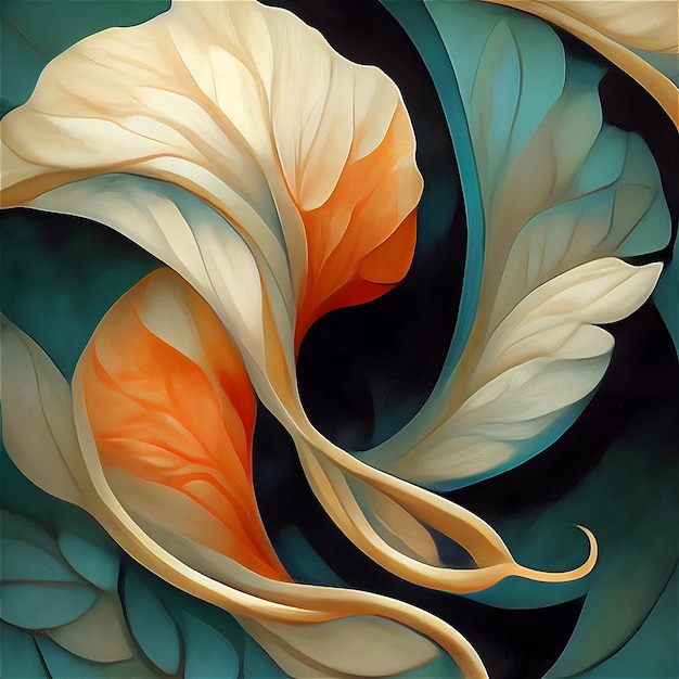 Abstract floral background inspired by Art nouveau style