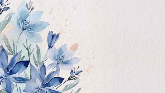 Abstract Floral Blue Flower Watercolor Background On Paper