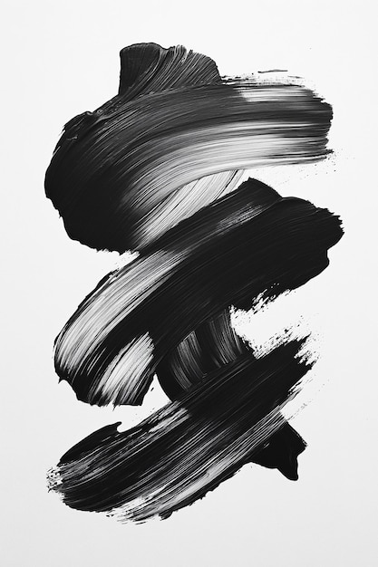 Abstract Floral Brush Strokes in Black and White