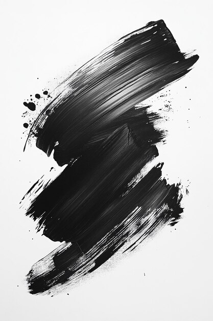 Abstract Floral Brush Strokes in Black and White