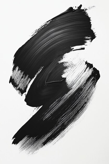 Abstract Floral Brush Strokes in Black and White