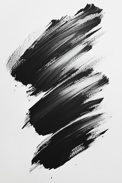 Abstract Floral Brush Strokes in Black and White