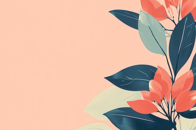 Abstract Floral Illustration with Pink Background