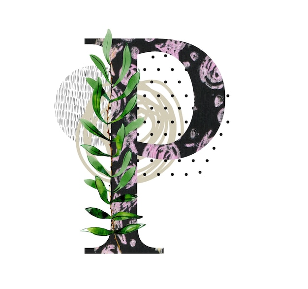 Abstract floral letter P