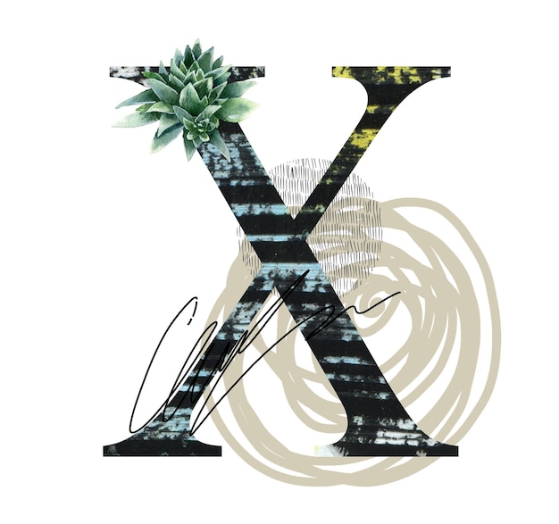 Abstract floral letter X