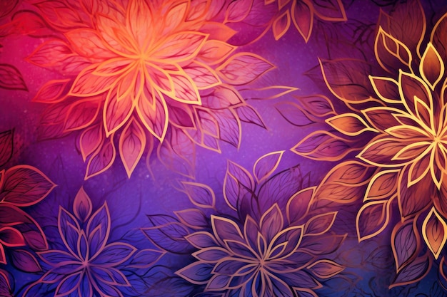 Abstract floral pattern background purple background copy space