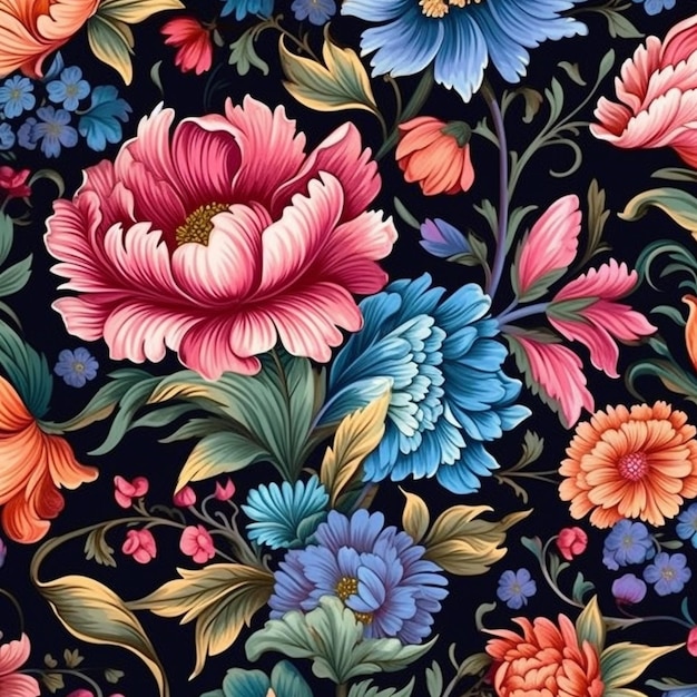 Abstract floral pattern on dark background