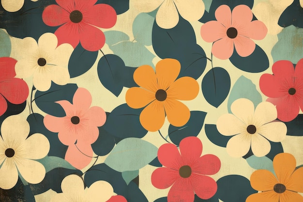 Photo abstract floral pattern with vintage texture