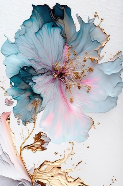 Abstract flower in alcohol ink