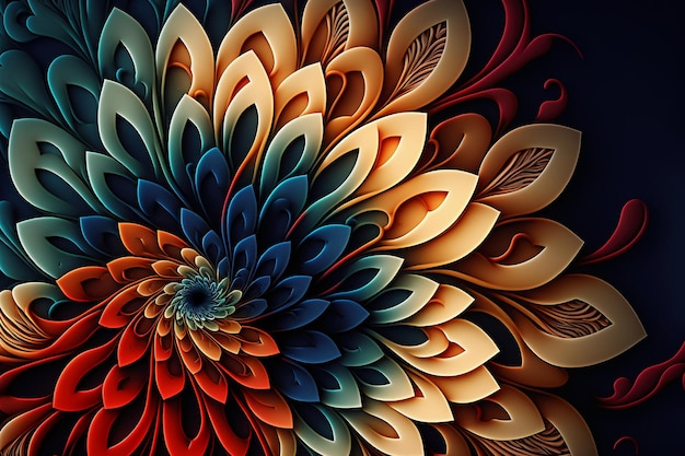 Abstract flower pattern in different colors