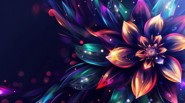 Abstract Flower with Neon Colors