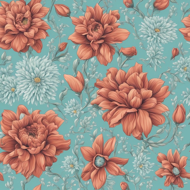 Abstract flowers texture background Seamless flower Aqua Blue background illustration