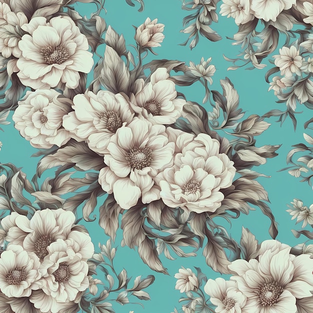 Abstract flowers texture background Seamless flower Aqua Blue background illustration