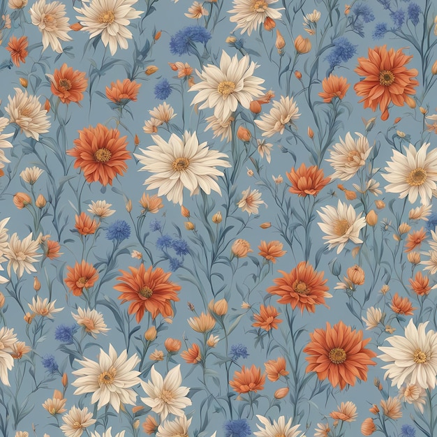 Abstract flowers texture background Seamless flower cornflower blue background illustration