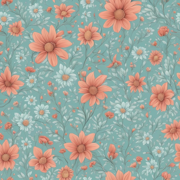 Abstract flowers texture background Seamless flower soft cyan blue background illustration