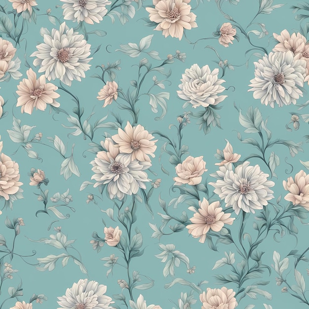 Abstract flowers texture background Seamless flower soft cyan blue background illustration