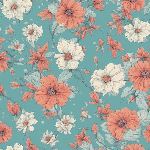 Abstract flowers texture background Seamless flower soft cyan blue background illustration