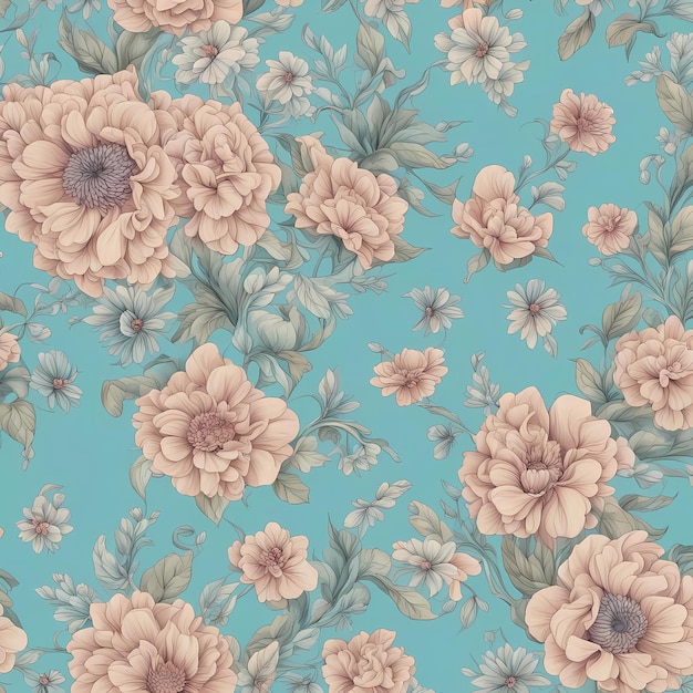 Abstract flowers texture background Seamless flower soft cyan blue background illustration