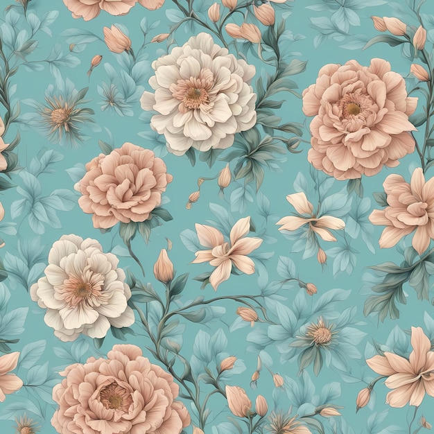 Abstract flowers texture background Seamless flower soft cyan blue background illustration