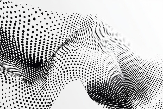 Abstract Flowing Halftone Dot Pattern Dynamic Black and White Design