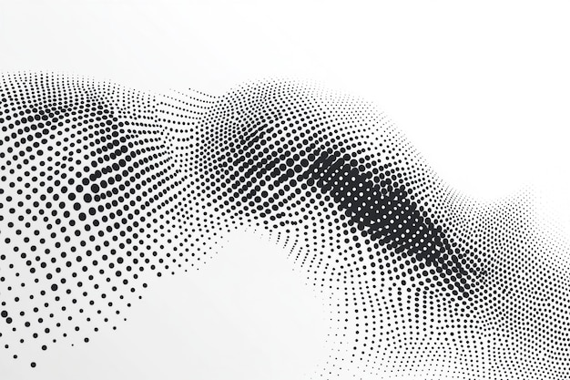 Abstract Flowing Halftone Dot Pattern Dynamic Black and White Design