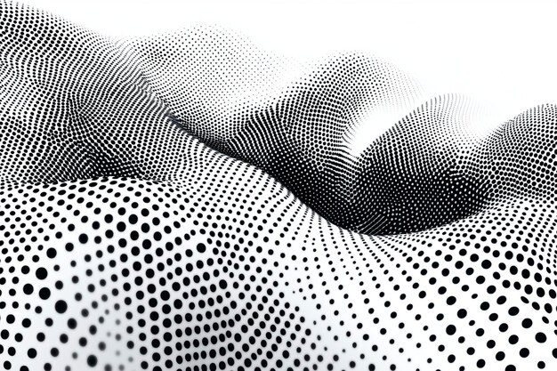 Abstract Flowing Halftone Dot Pattern Dynamic Black and White Design