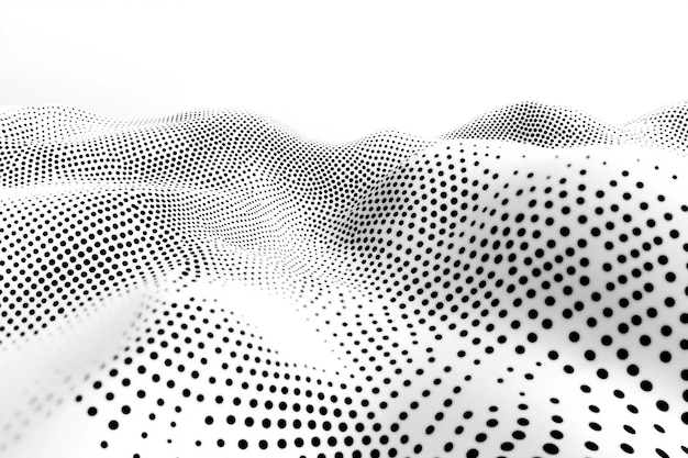 Abstract Flowing Halftone Dot Pattern Dynamic Black and White Design