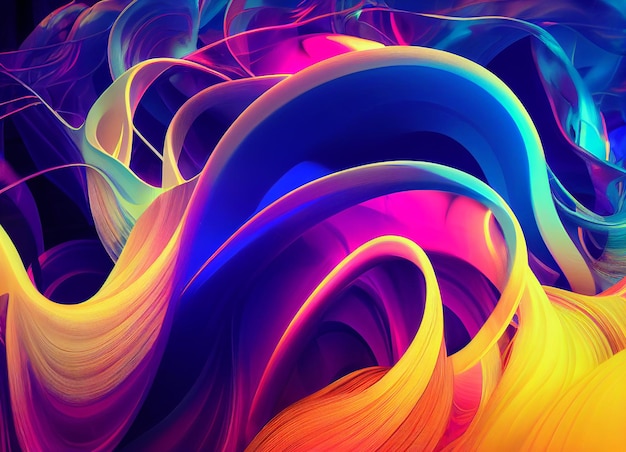 Abstract flowing neon wave background