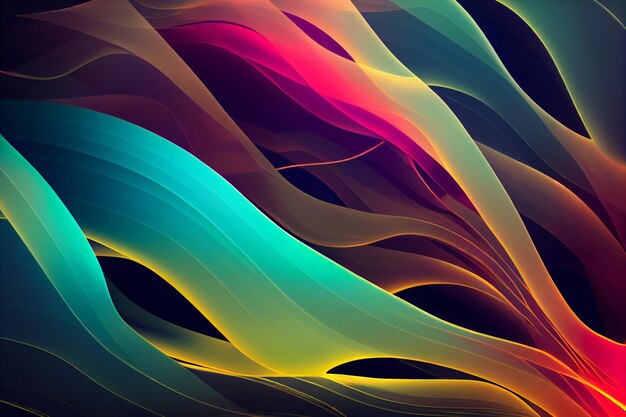 Abstract flowing neon wave background