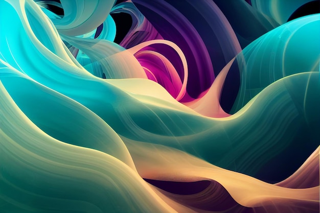 Abstract flowing neon wave background