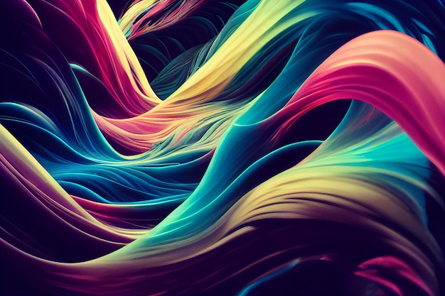 Abstract flowing neon wave background