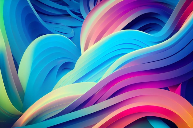 Abstract flowing neon wave background