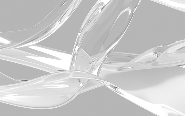 Abstract Flowing Shapes Smooth and Dynamic White Glass in Transparent 3D Render Wallpaper for Modern Art Designs